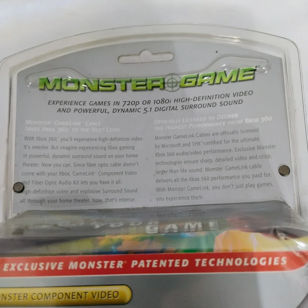 Monster Game GameLink Xbox 360 Component Video Fiber Optic Audio Cable THX